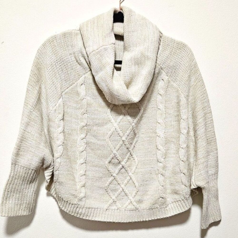 Ivory Cable Knit Cowl Neck Cropped Dolman Sweater XS/S